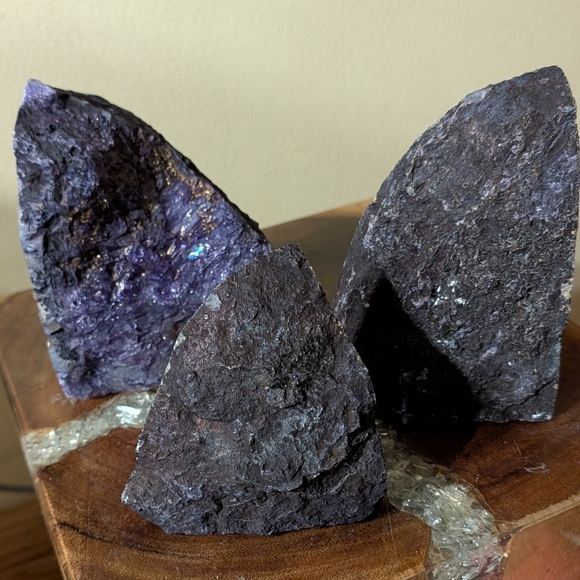 Brazilian Agate Geode Sections Set of 5 Purple Dyed - Picture 11 of 16